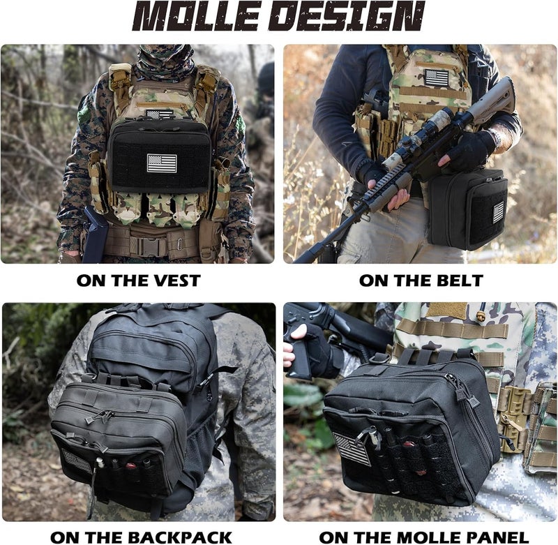 Jueachy Tactical Molle Pouch Large Admin Bag Utility Tool Pouches Molle Attachment EDC Pouches Expandable Molle Accessories Organizer Medical Pocket U.S.A Patch Included - Image 4